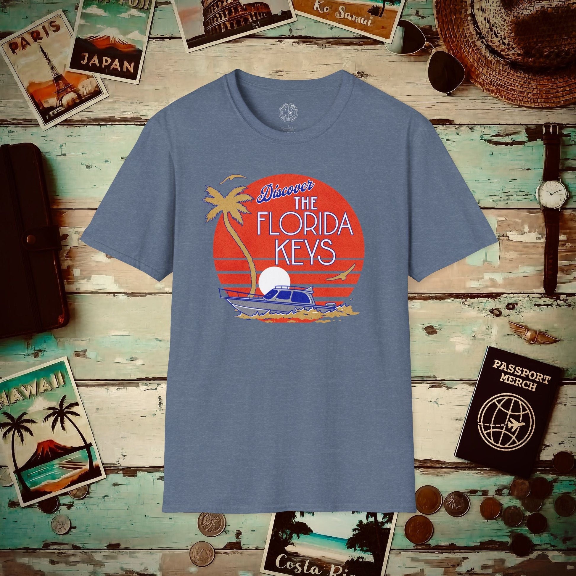 Discover The Florida Keys T-Shirt Heather Indigo / S