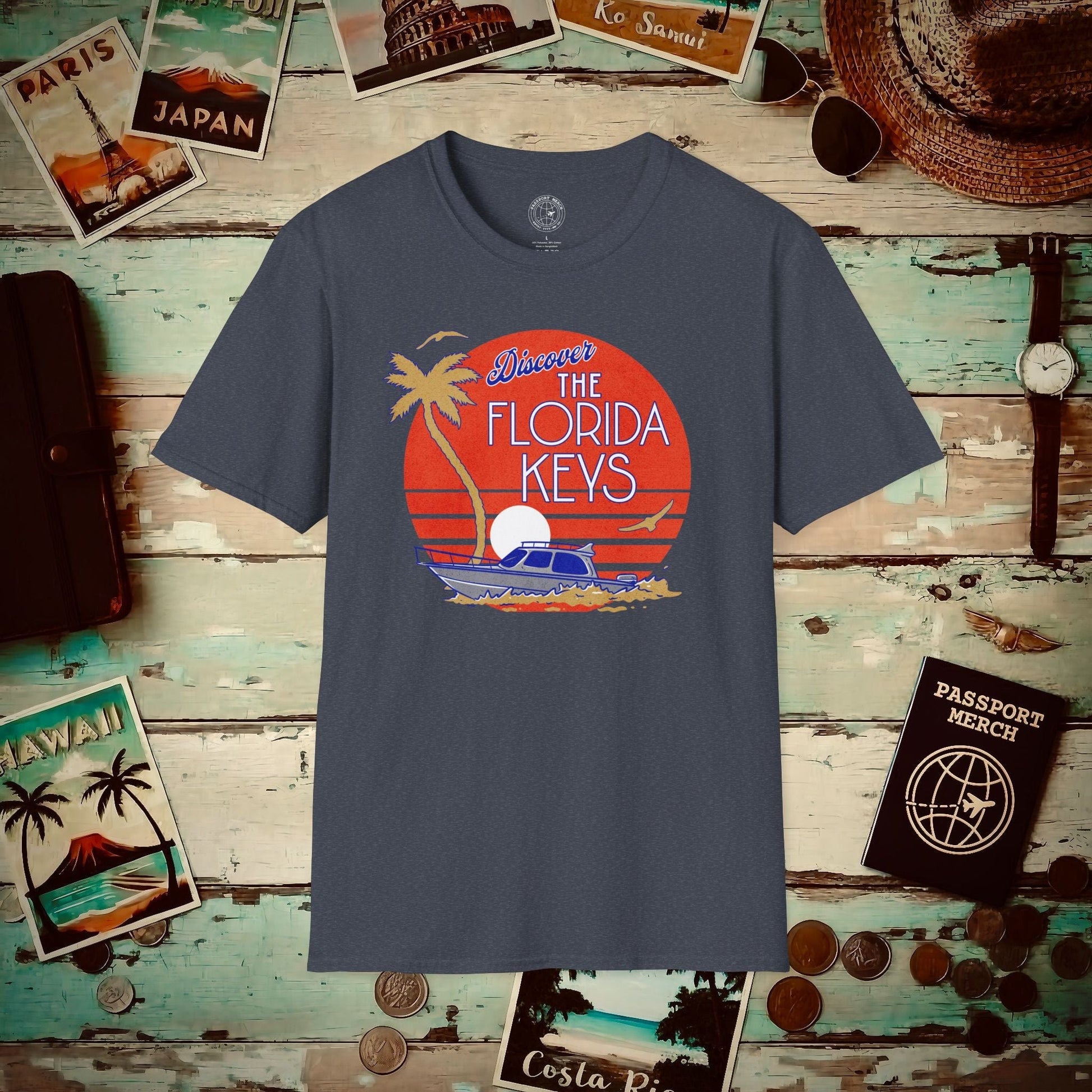 Discover The Florida Keys T-Shirt Heather Navy / S