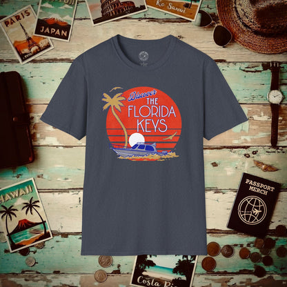 Discover The Florida Keys T-Shirt Heather Navy / S