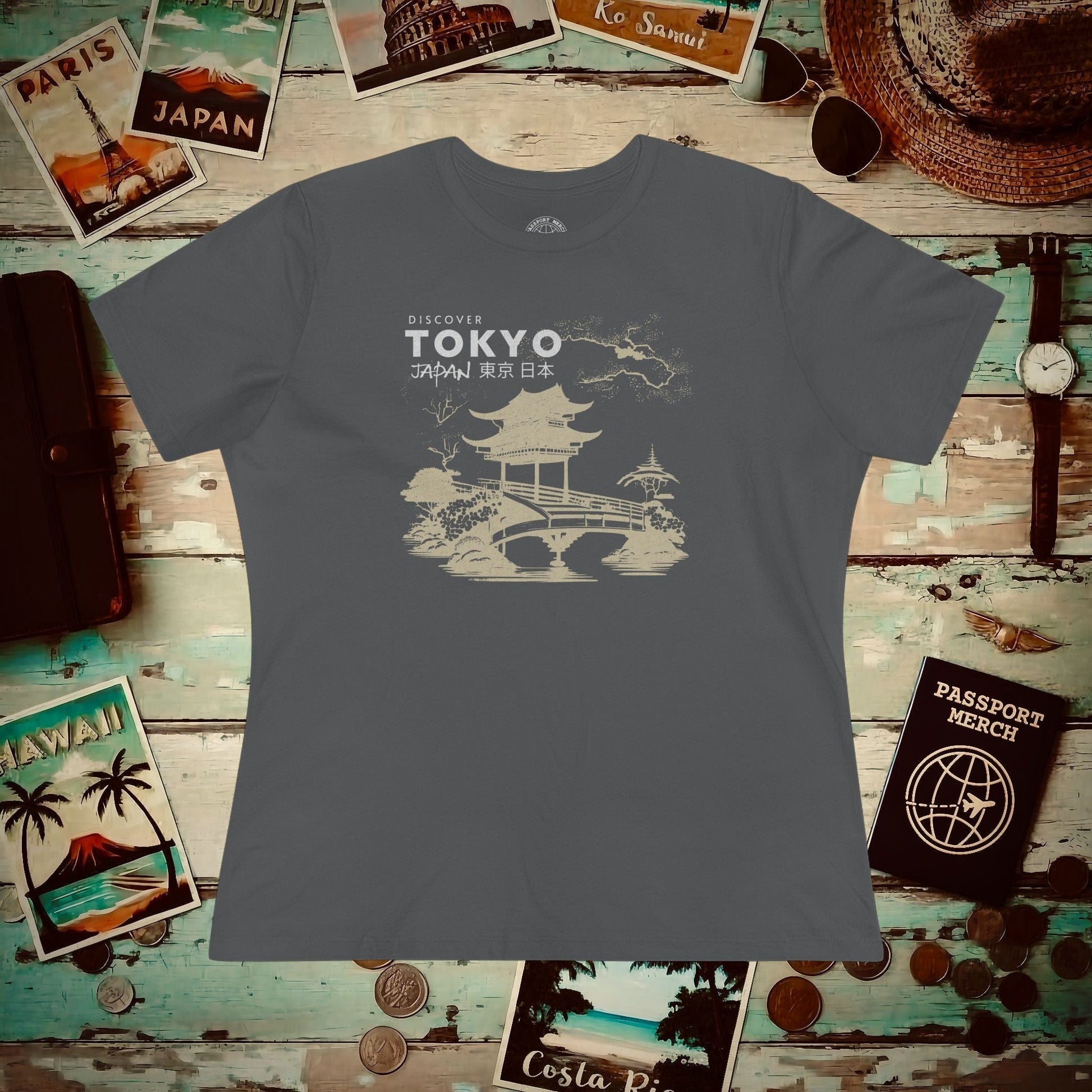 Discover Tokyo Japan, Womens Fit T-Shirt Asphalt / S