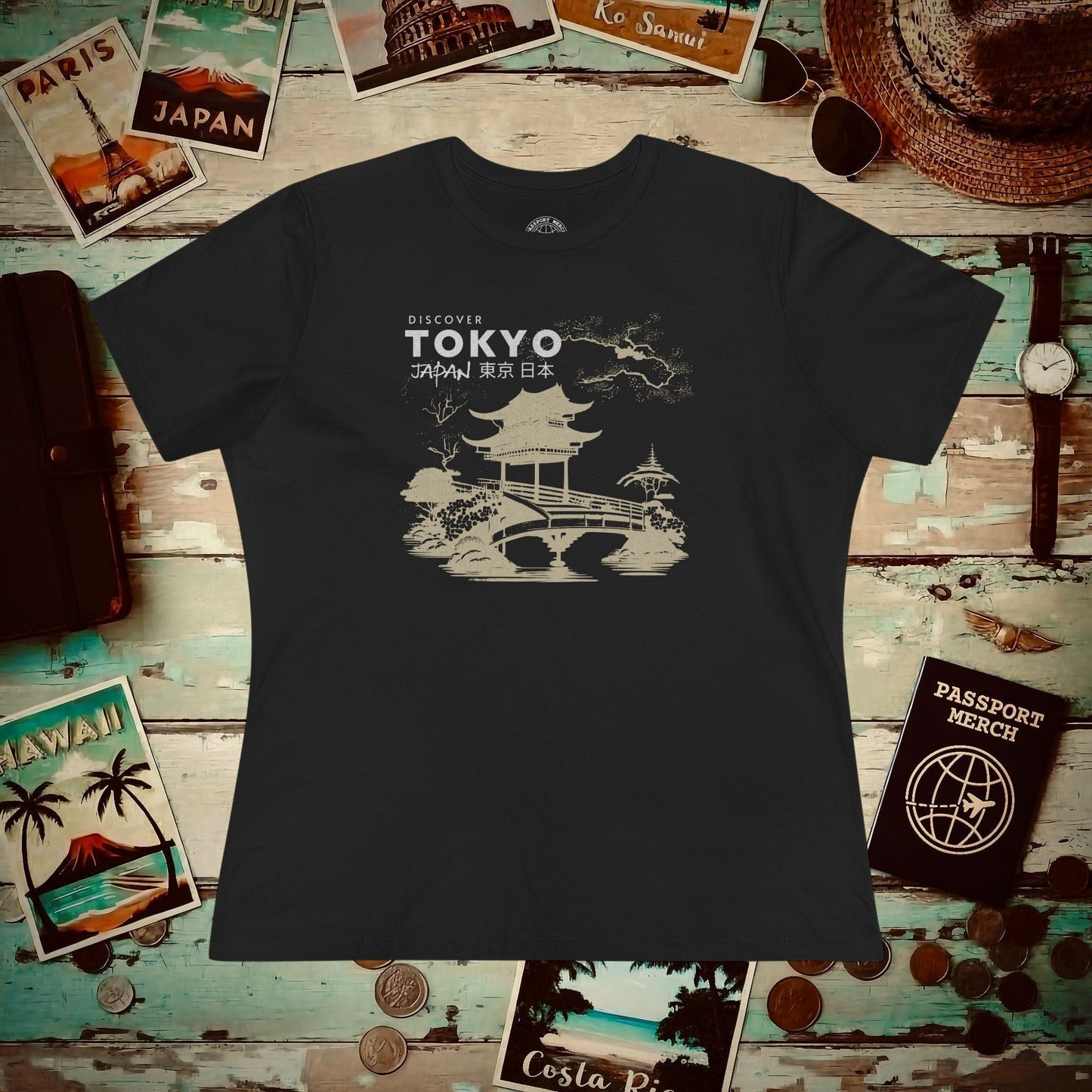 Discover Tokyo Japan, Womens Fit T-Shirt Black / S