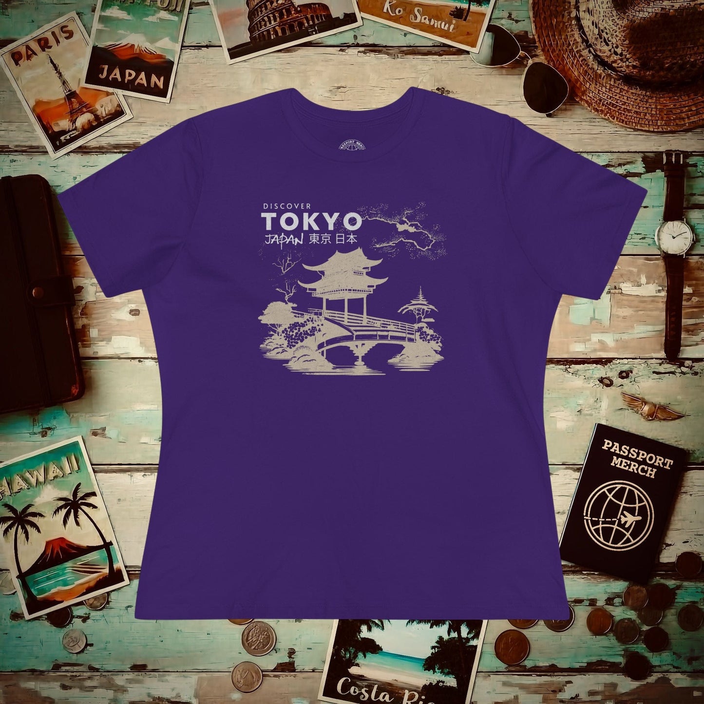 Discover Tokyo Japan, Womens Fit T-Shirt Team Purple / S