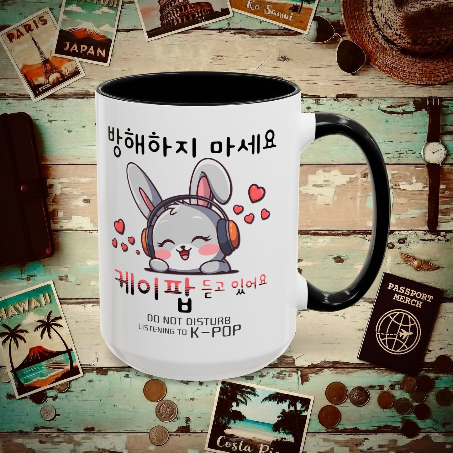 Do Not Disturb, Listening to K-Pop Korea 15oz Mug Black / 15oz