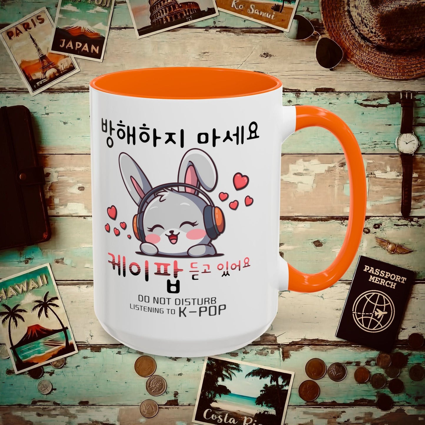 Do Not Disturb, Listening to K-Pop Korea 15oz Mug Orange / 15oz