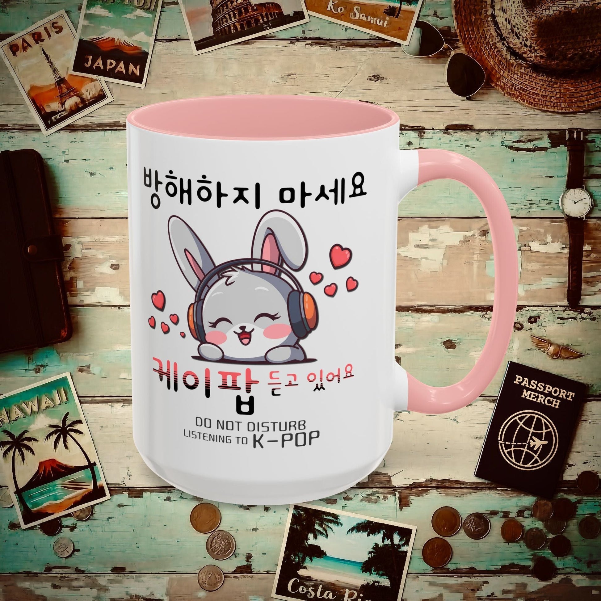 Do Not Disturb, Listening to K-Pop Korea 15oz Mug Pink / 15oz