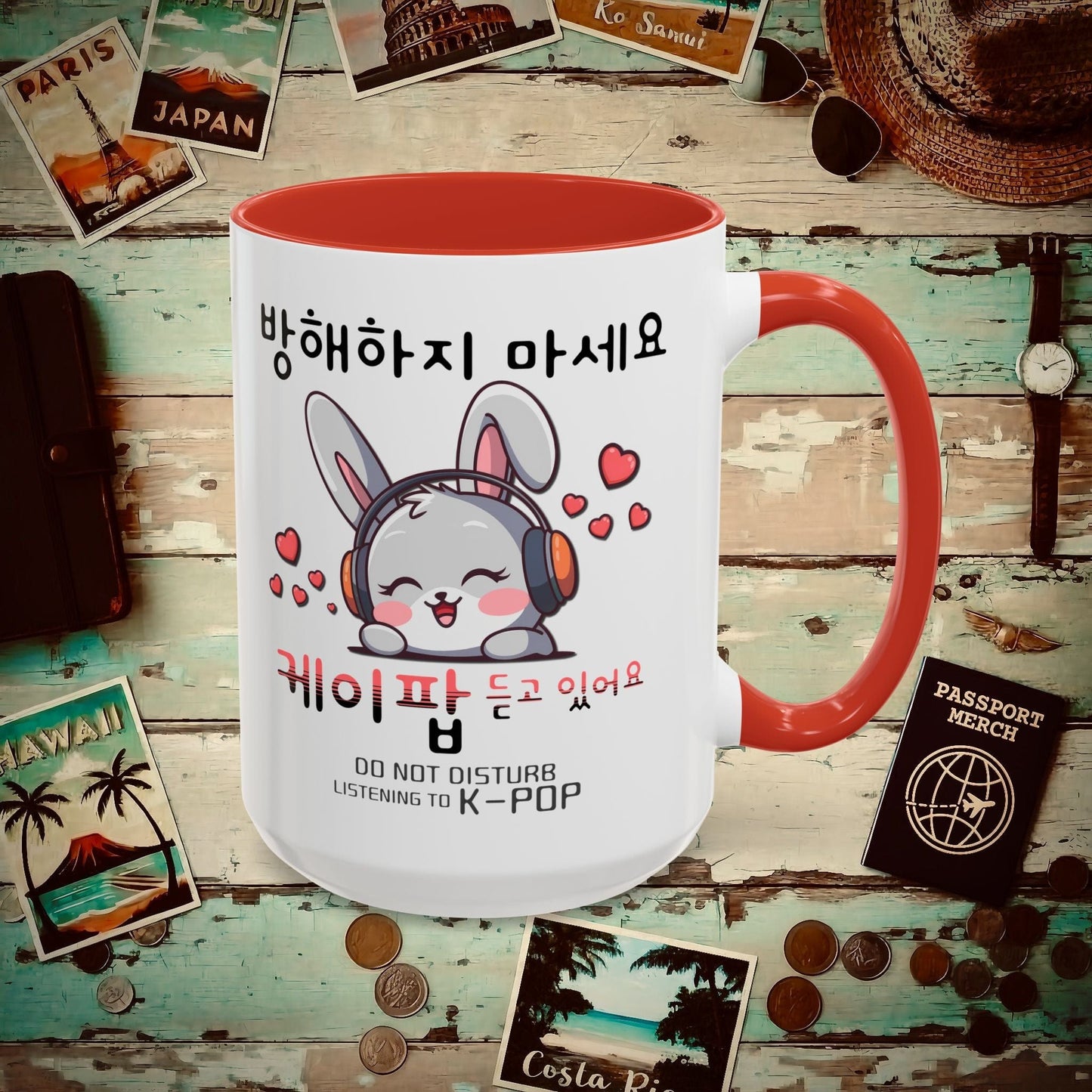 Do Not Disturb, Listening to K-Pop Korea 15oz Mug Red / 15oz