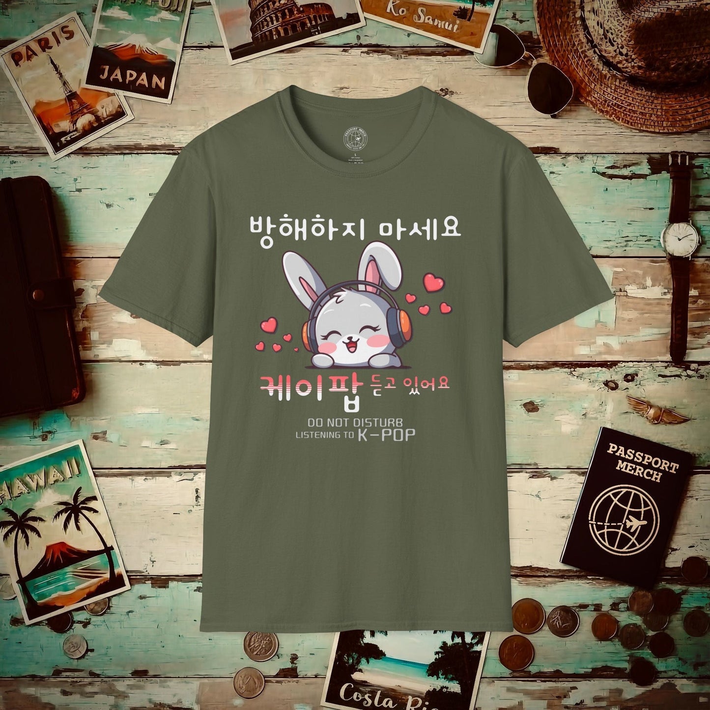 Do Not Disturb, Listening to K-Pop Korea T-Shirt Military Green / S