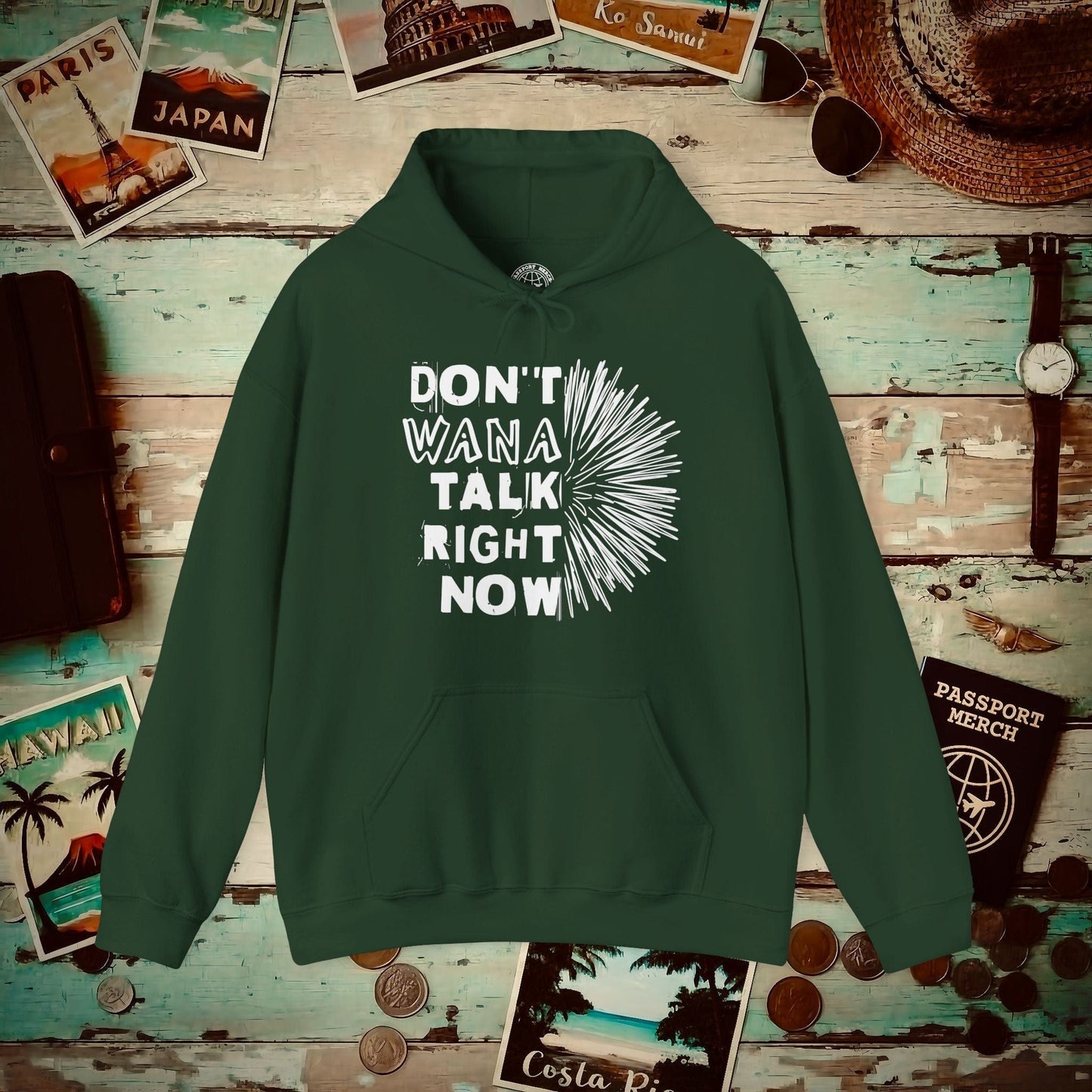 Don't Wana Talk Right Now, Hawaii Hoodie Forest Green / S