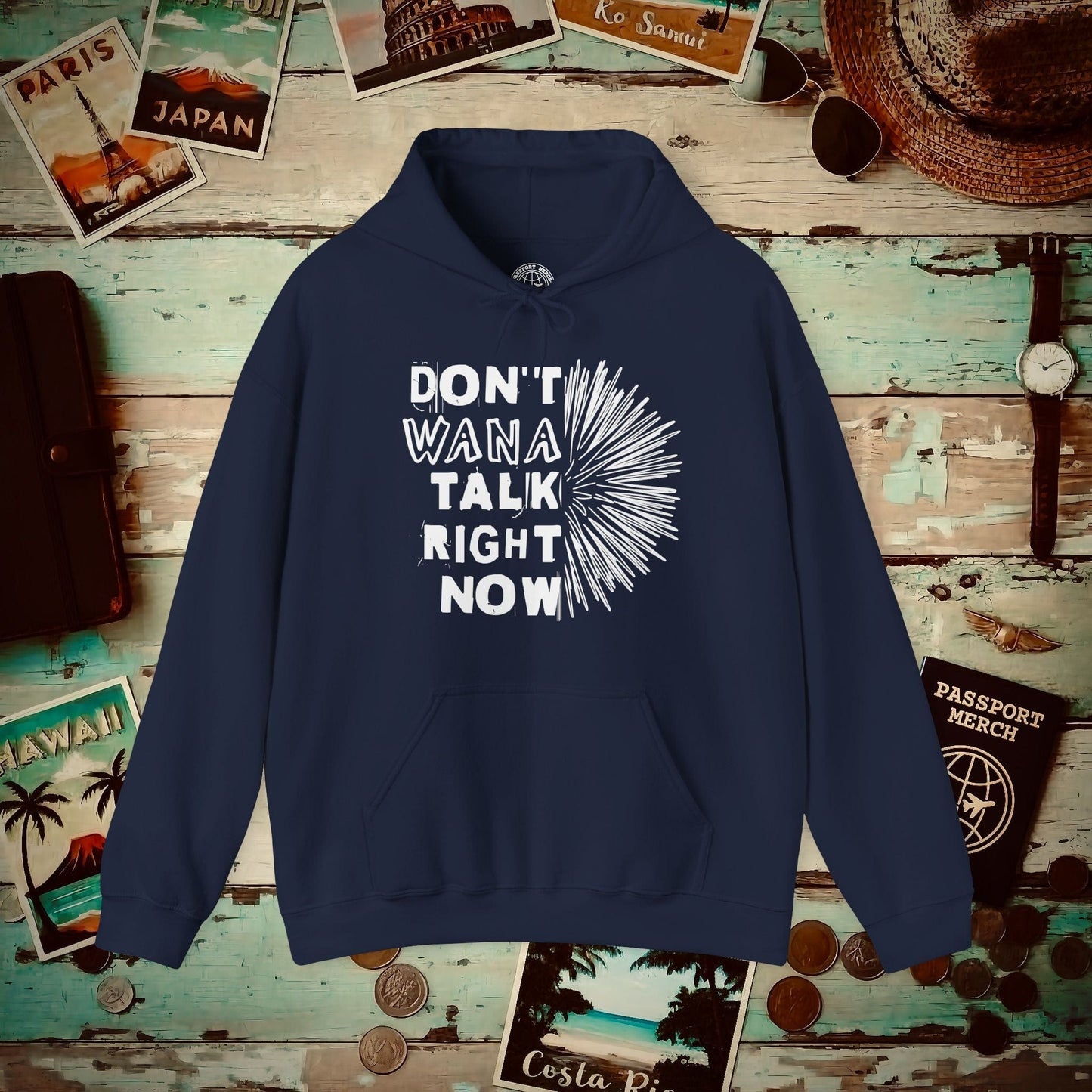Don't Wana Talk Right Now, Hawaii Hoodie Navy / S