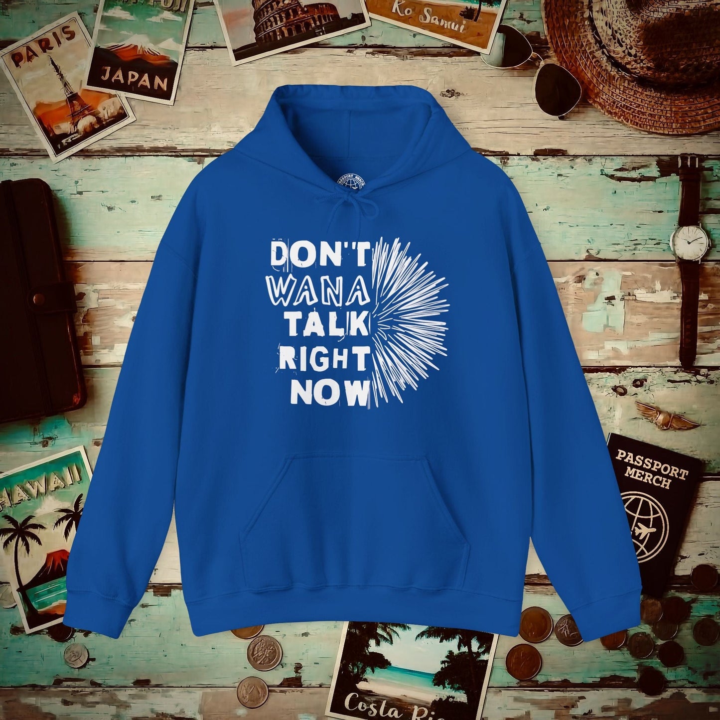 Don't Wana Talk Right Now, Hawaii Hoodie Royal / S