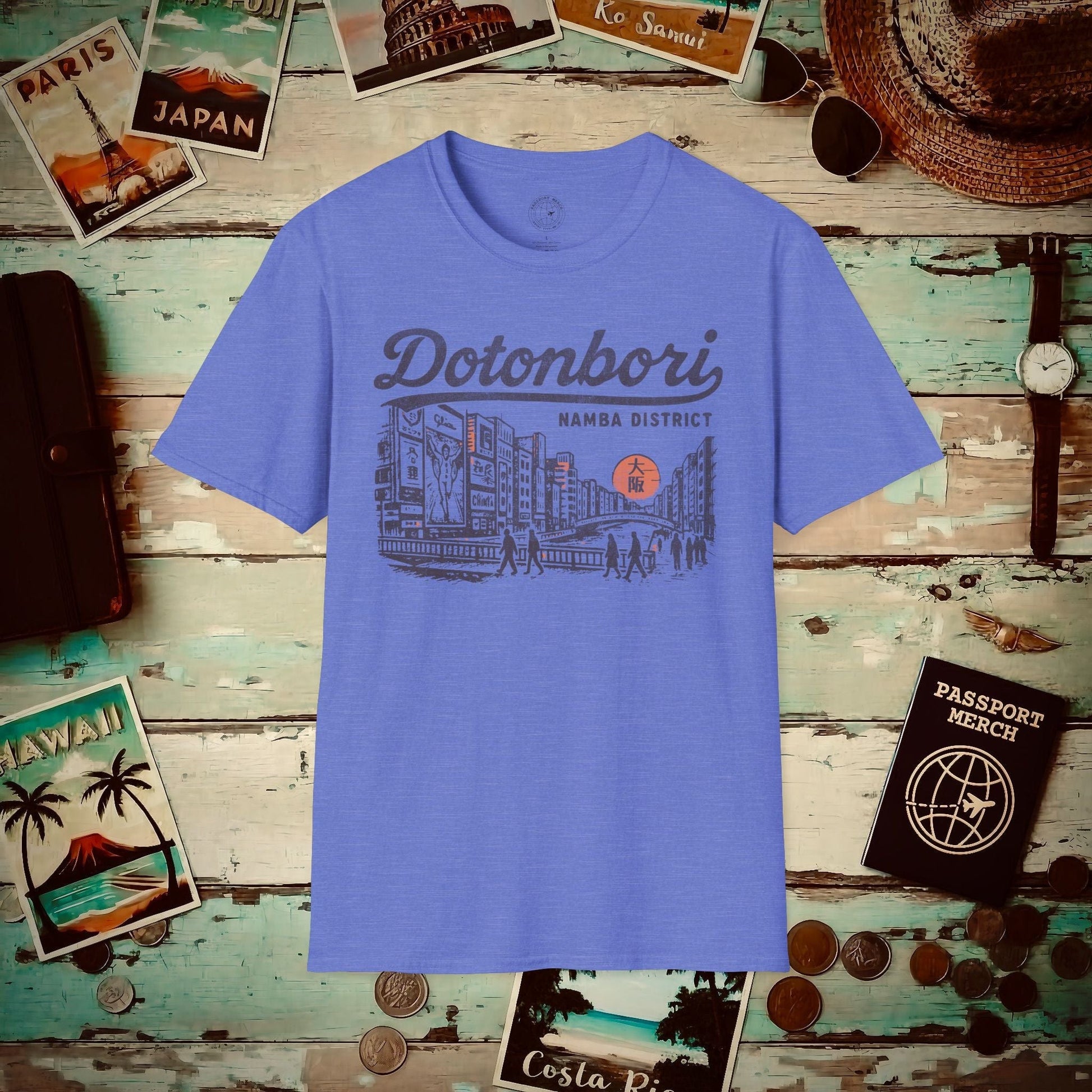 Dotonbori Osaka Japan (Vintage Urban) T-Shirt Heather Royal / S