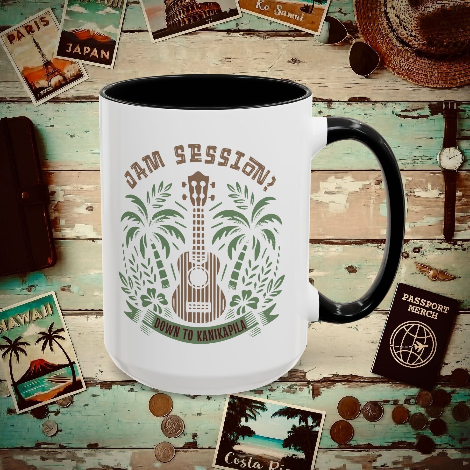 Down To Kanikapila, Hawaii 15oz Mug Black / 15oz