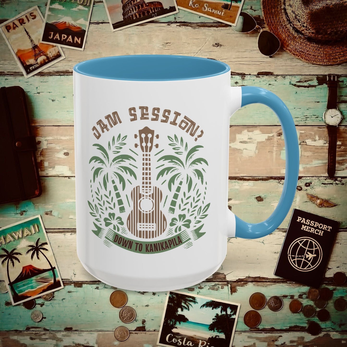 Down To Kanikapila, Hawaii 15oz Mug Light Blue / 15oz