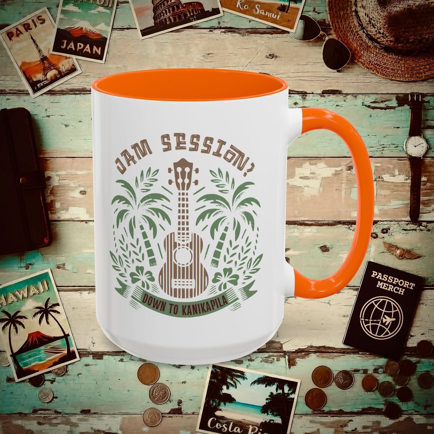 Down To Kanikapila, Hawaii 15oz Mug Orange / 15oz