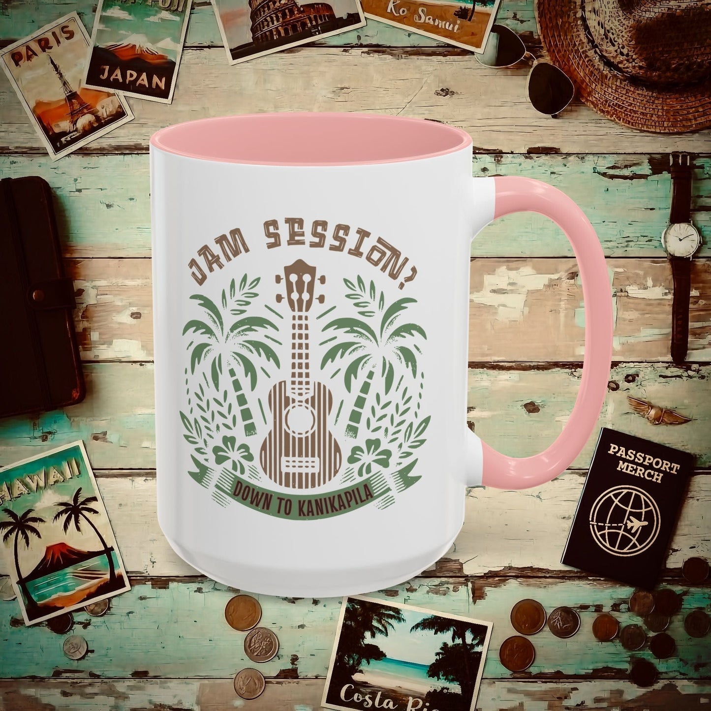 Down To Kanikapila, Hawaii 15oz Mug Pink / 15oz