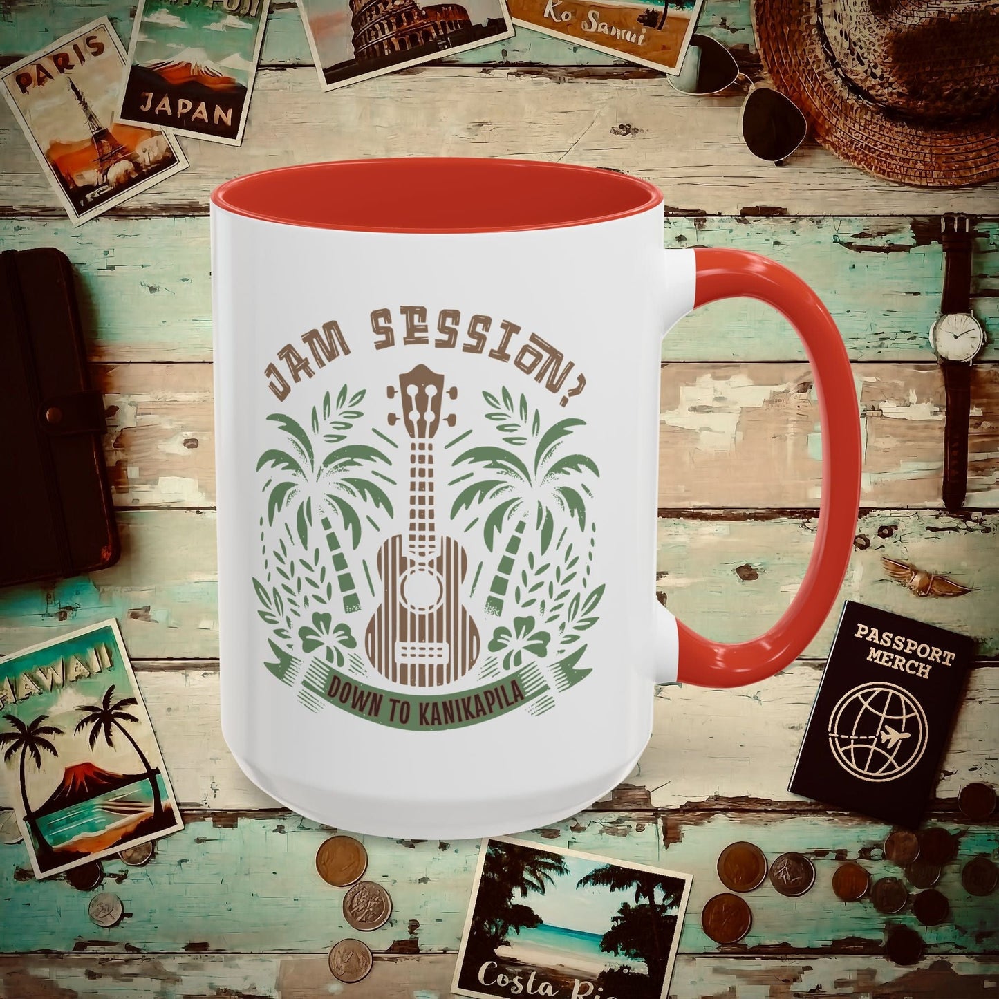 Down To Kanikapila, Hawaii 15oz Mug Red / 15oz