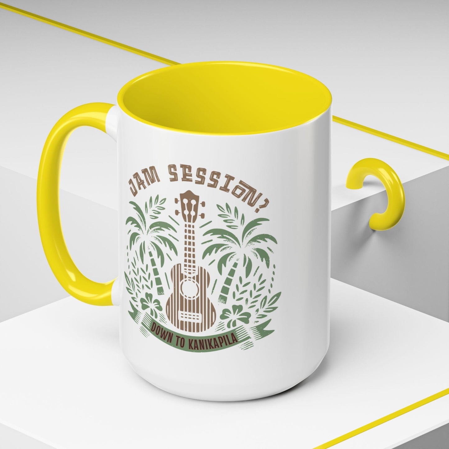 Down To Kanikapila, Hawaii 15oz Mug Yellow / 15oz