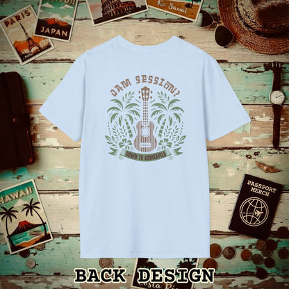 Down To Kanikapila, Hawaii, Back Print T-Shirt Light Blue / S