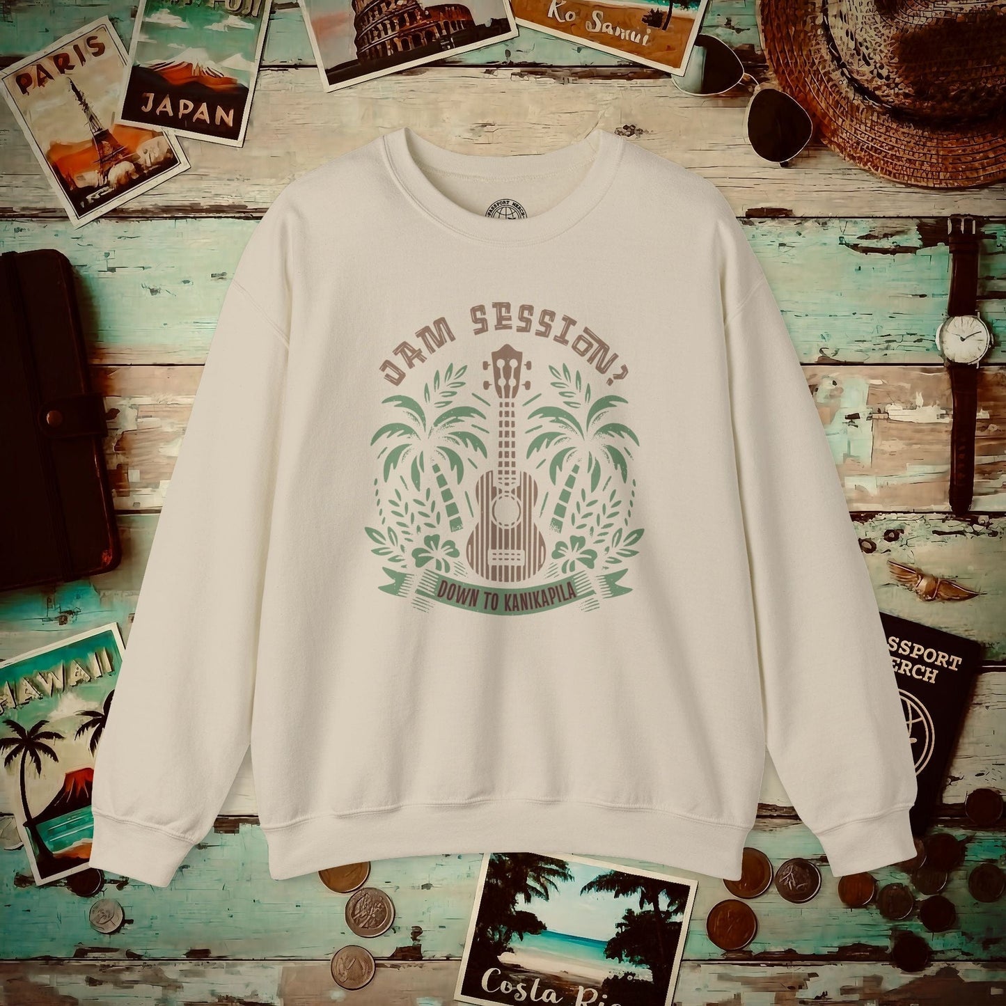 Down To Kanikapila, Hawaii Crewneck Sand / S