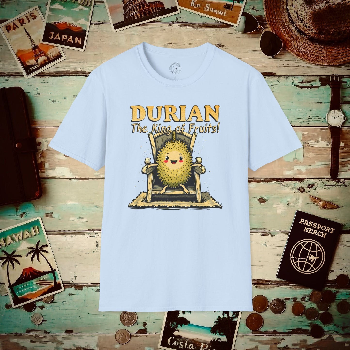 Durian, The King of Fruits, SE Asia T-Shirt Light Blue / S
