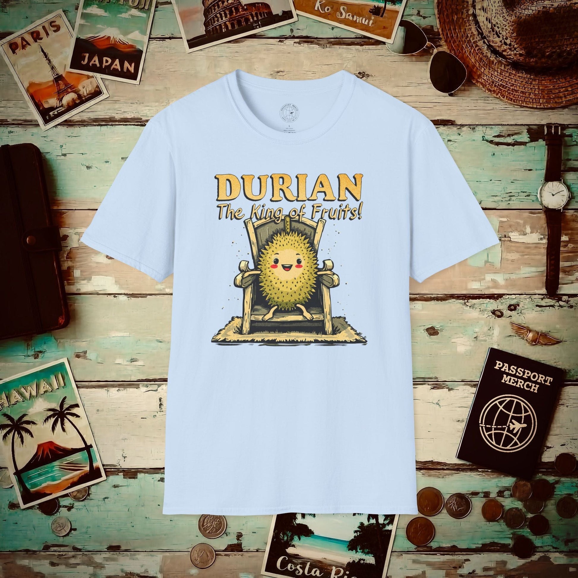 Durian, The King of Fruits, SE Asia T-Shirt Light Blue / S