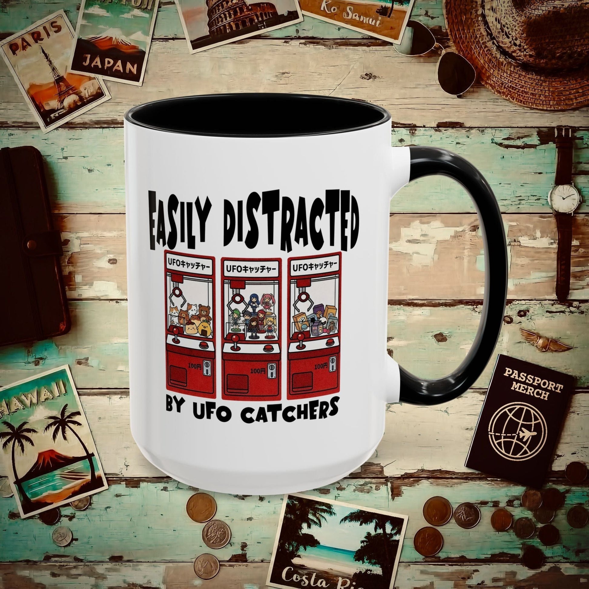 Easily Distracted by UFO Catchers, Japan 15oz Mug Black / 15oz