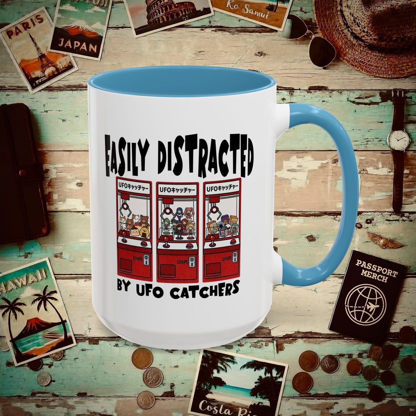 Easily Distracted by UFO Catchers, Japan 15oz Mug Light Blue / 15oz