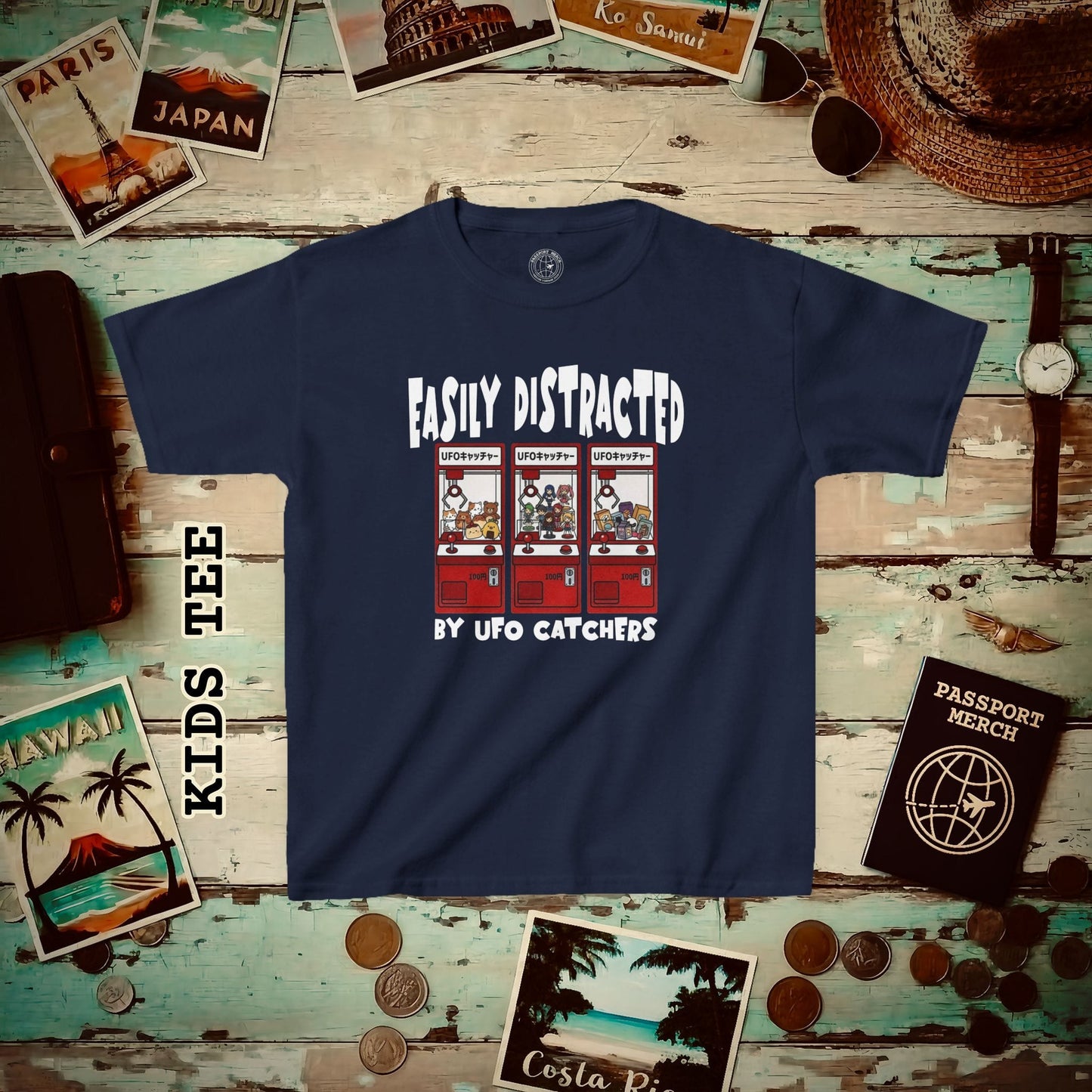Easily Distracted by UFO Catchers, Japan Kids Tee Navy / XS