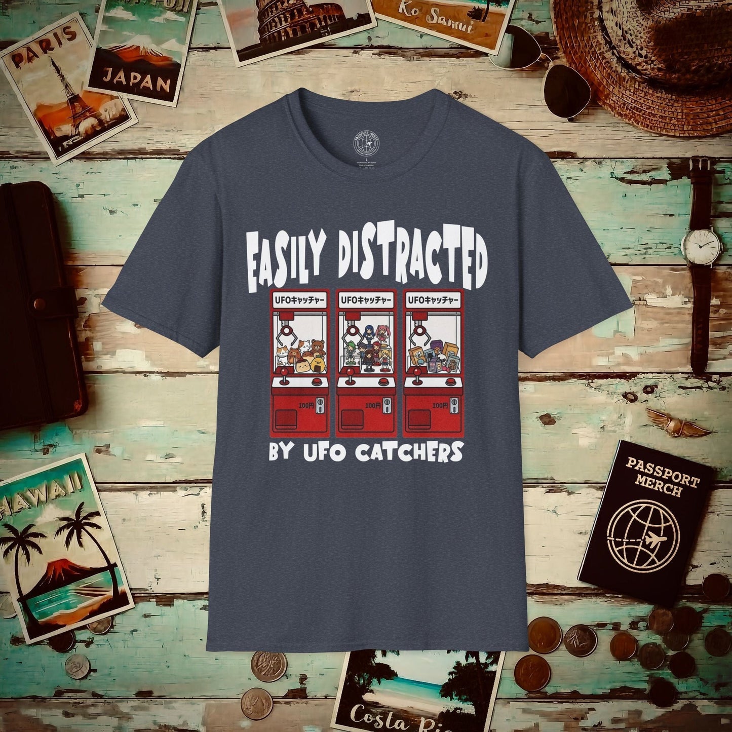 Easily Distracted by UFO Catchers, Japan T-Shirt Heather Navy / S