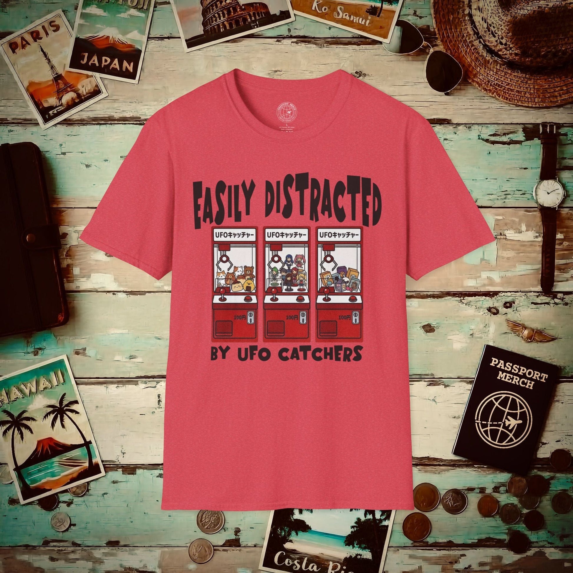 Easily Distracted by UFO Catchers, Japan T-Shirt Heather Red / S