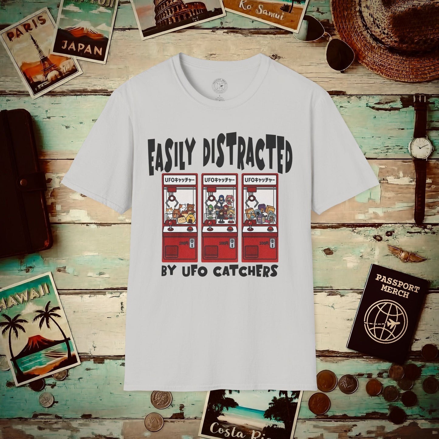 Easily Distracted by UFO Catchers, Japan T-Shirt Ice Grey / S