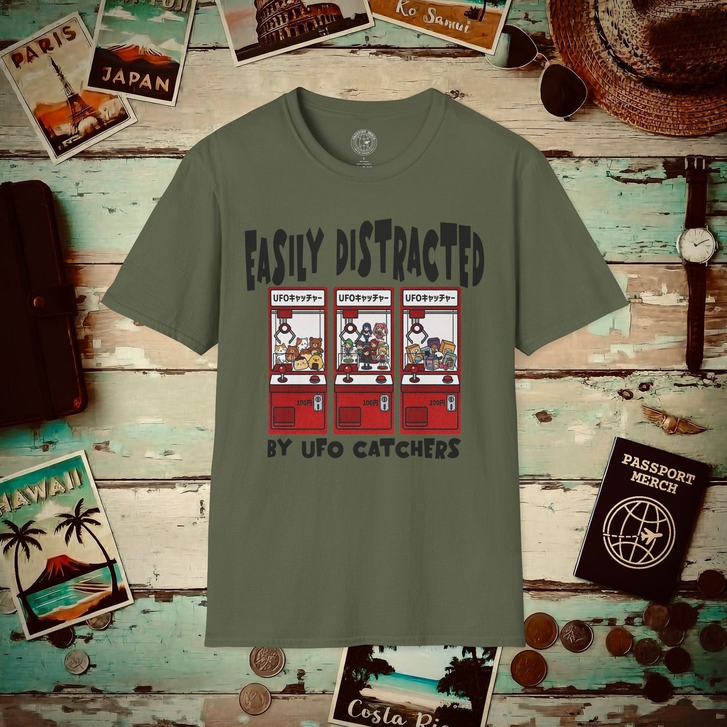 Easily Distracted by UFO Catchers, Japan T-Shirt Military Green / S