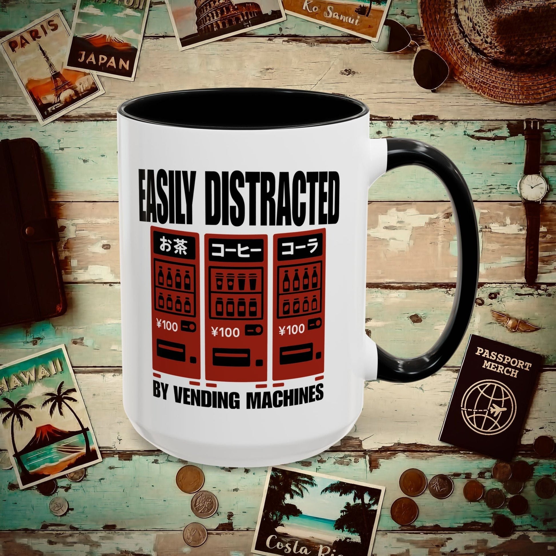 Easily Distracted by Vending Machines, Japan 15oz Mug Black / 15oz