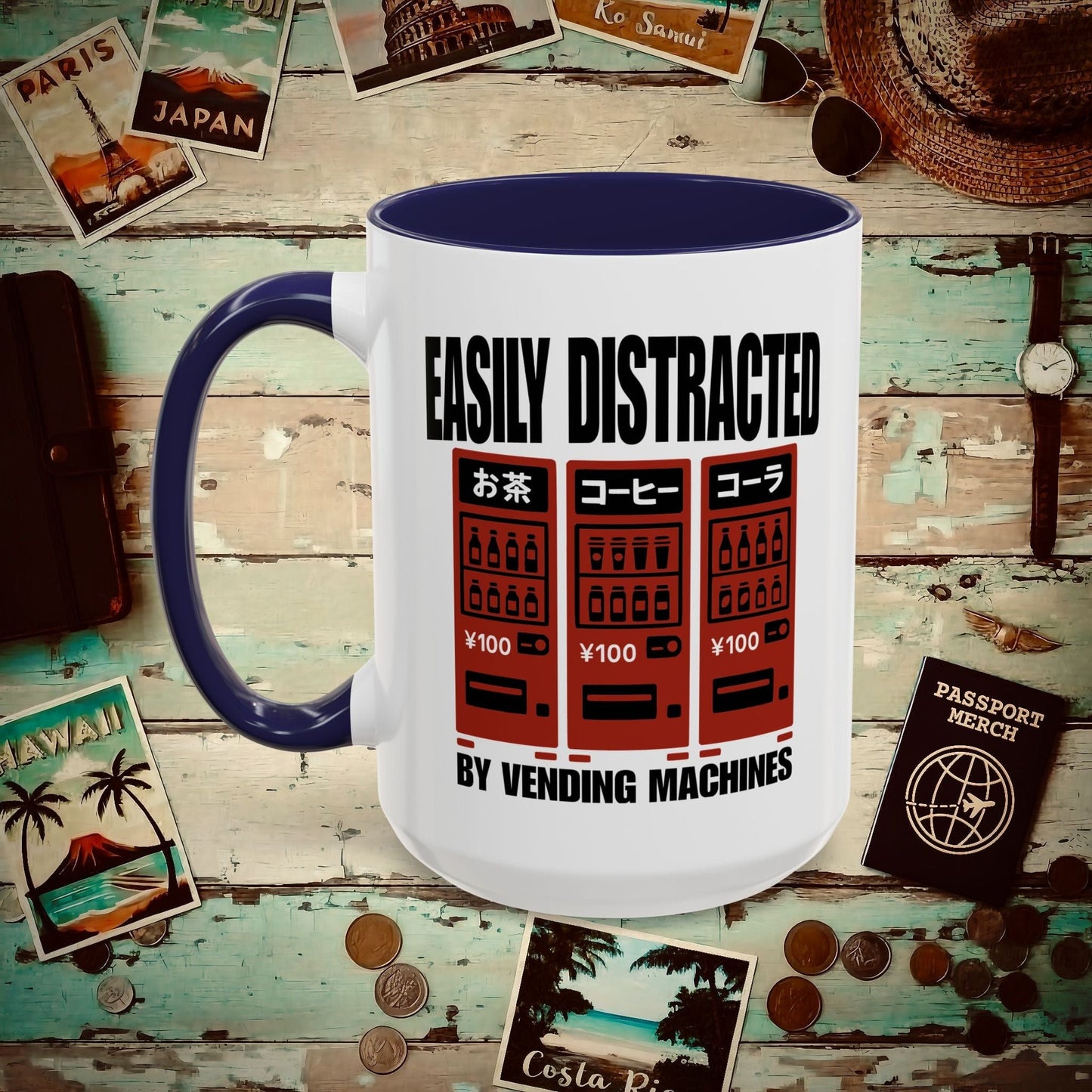Easily Distracted by Vending Machines, Japan 15oz Mug Navy / 15oz