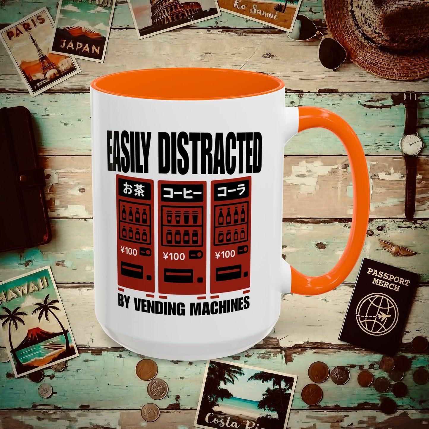 Easily Distracted by Vending Machines, Japan 15oz Mug Orange / 15oz