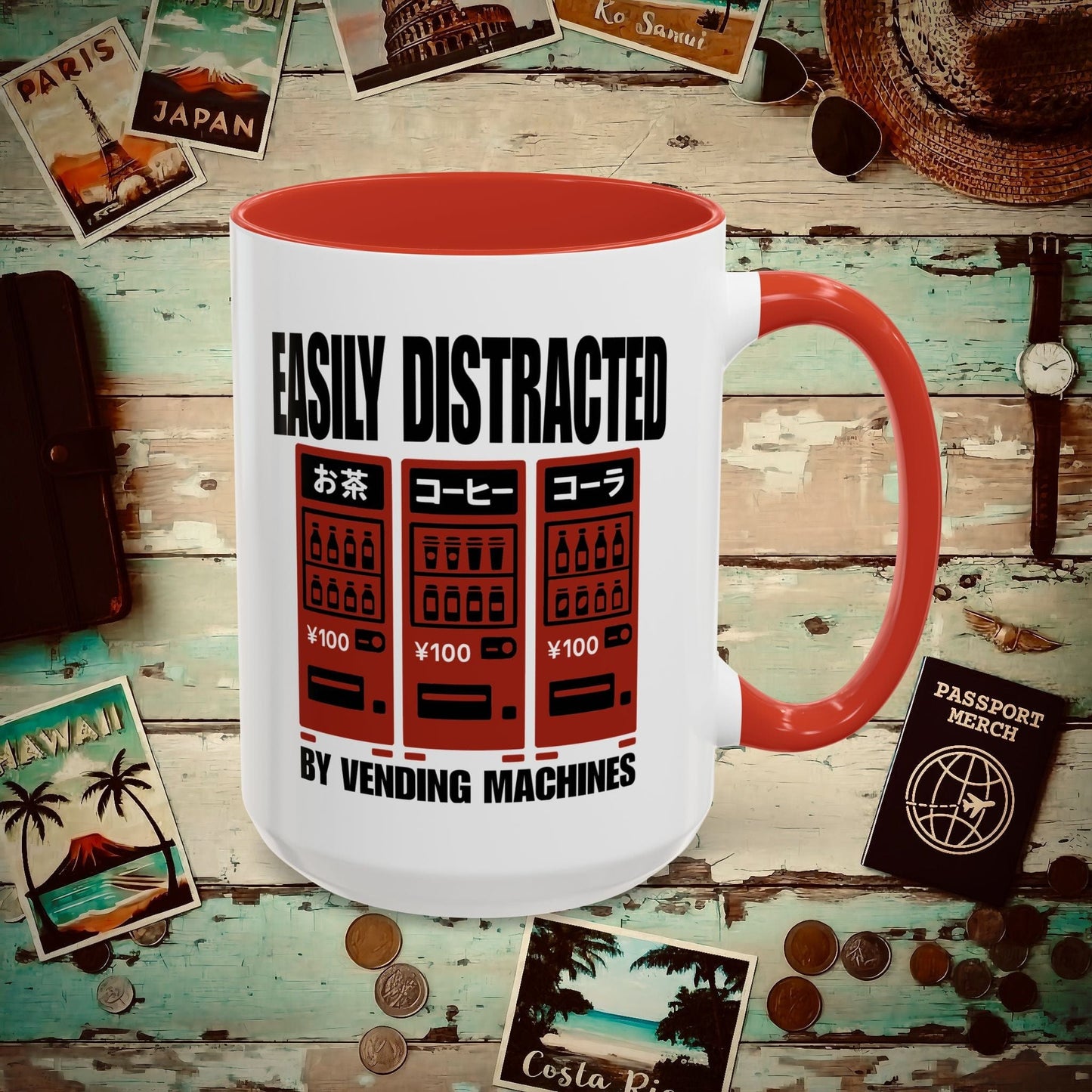 Easily Distracted by Vending Machines, Japan 15oz Mug Red / 15oz