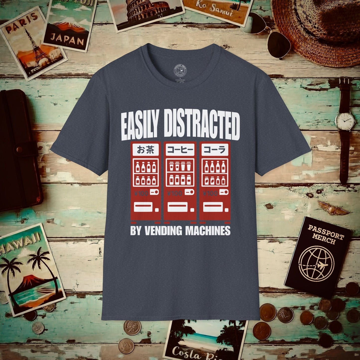 Easily Distracted by Vending Machines, Japan T-Shirt Heather Navy / S