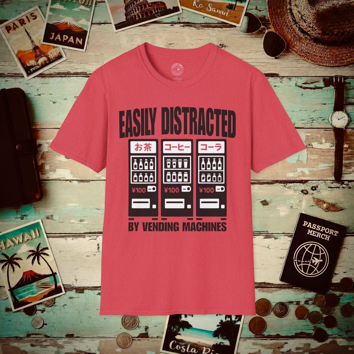 Easily Distracted by Vending Machines, Japan T-Shirt Heather Red / S