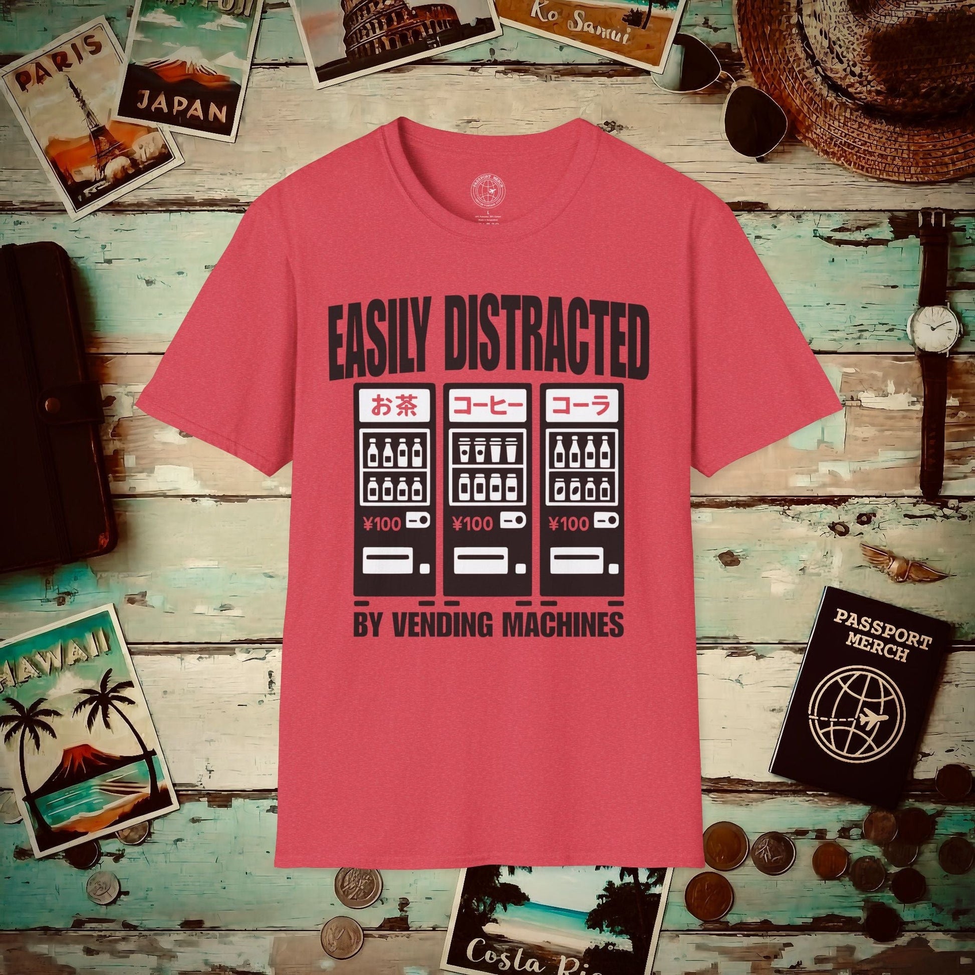 Easily Distracted by Vending Machines, Japan T-Shirt Heather Red / S