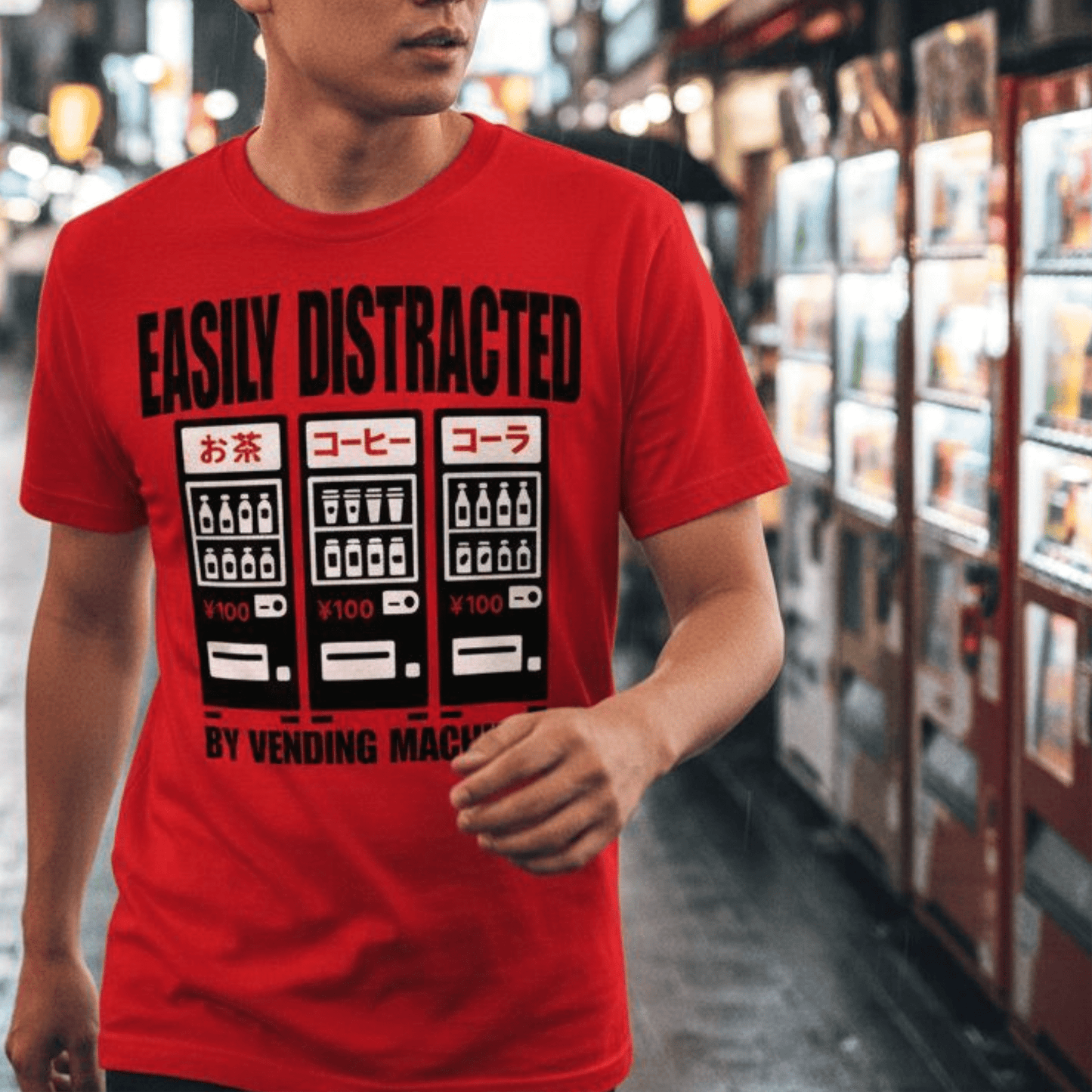 Easily Distracted by Vending Machines, Japan T-Shirt Red / S