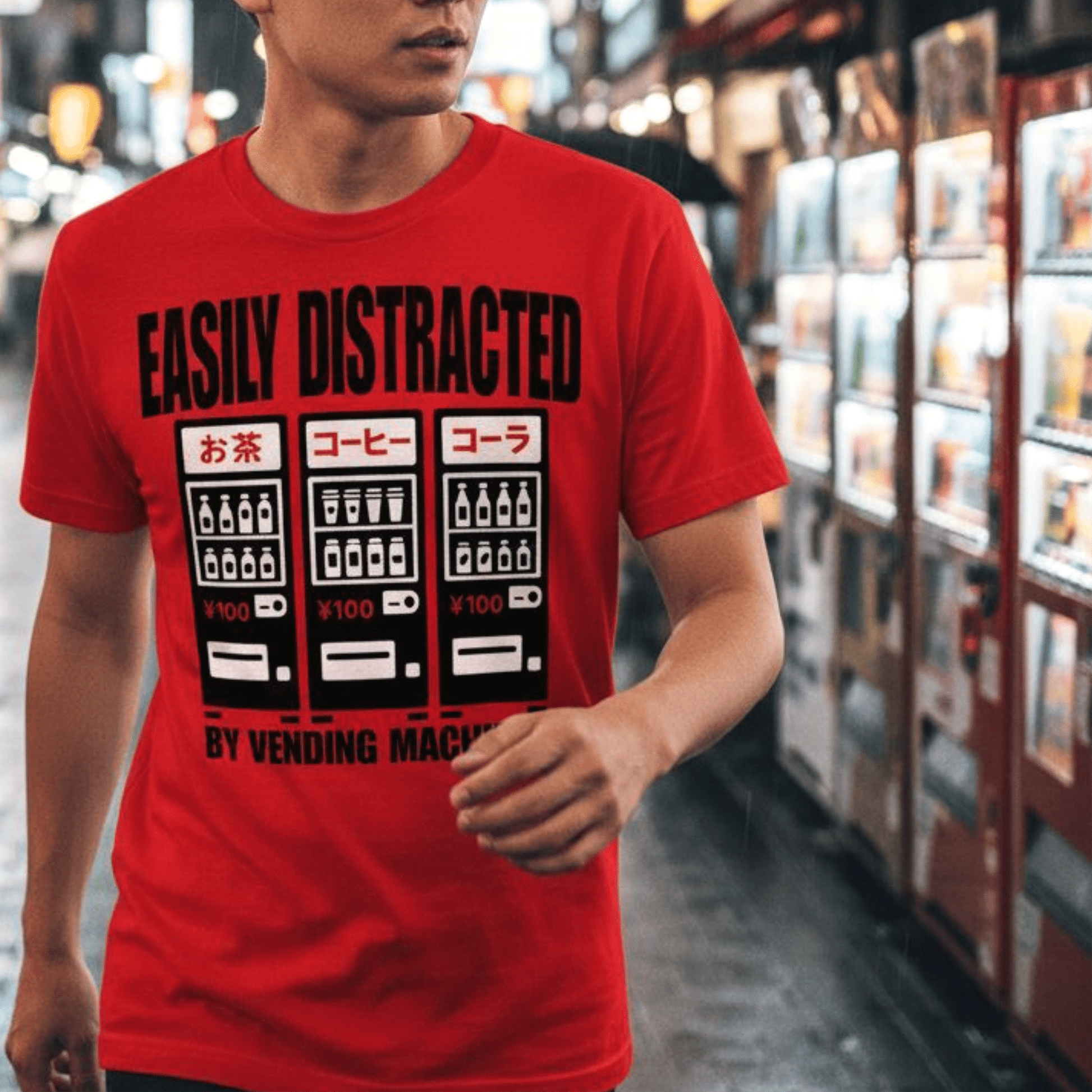 Easily Distracted by Vending Machines, Japan T-Shirt Red / S