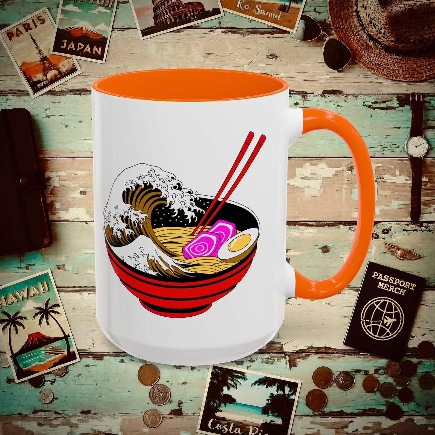 Eating Ramen in Japan Be Like 15oz Mug Orange / 15oz