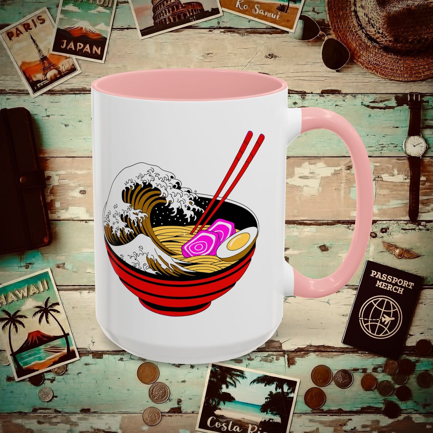 Eating Ramen in Japan Be Like 15oz Mug Pink / 15oz