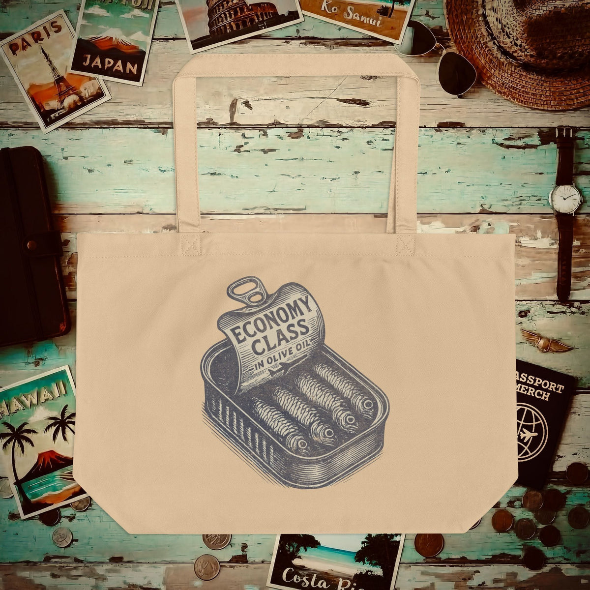 Economy Class Sardines Organic Tote Oyster / One size