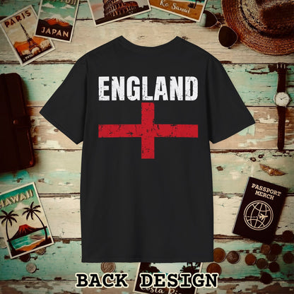England Vintage Flag Back Print T-Shirt Black / S
