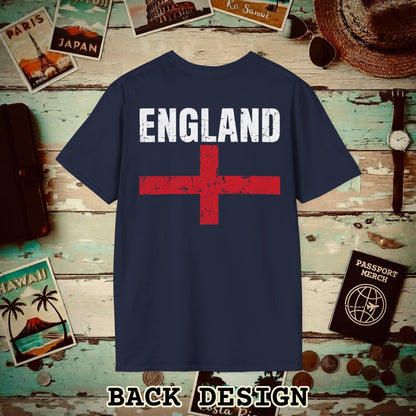 England Vintage Flag Back Print T-Shirt Navy / S