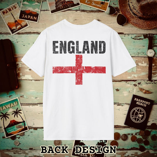 England Vintage Flag Back Print T-Shirt White / S