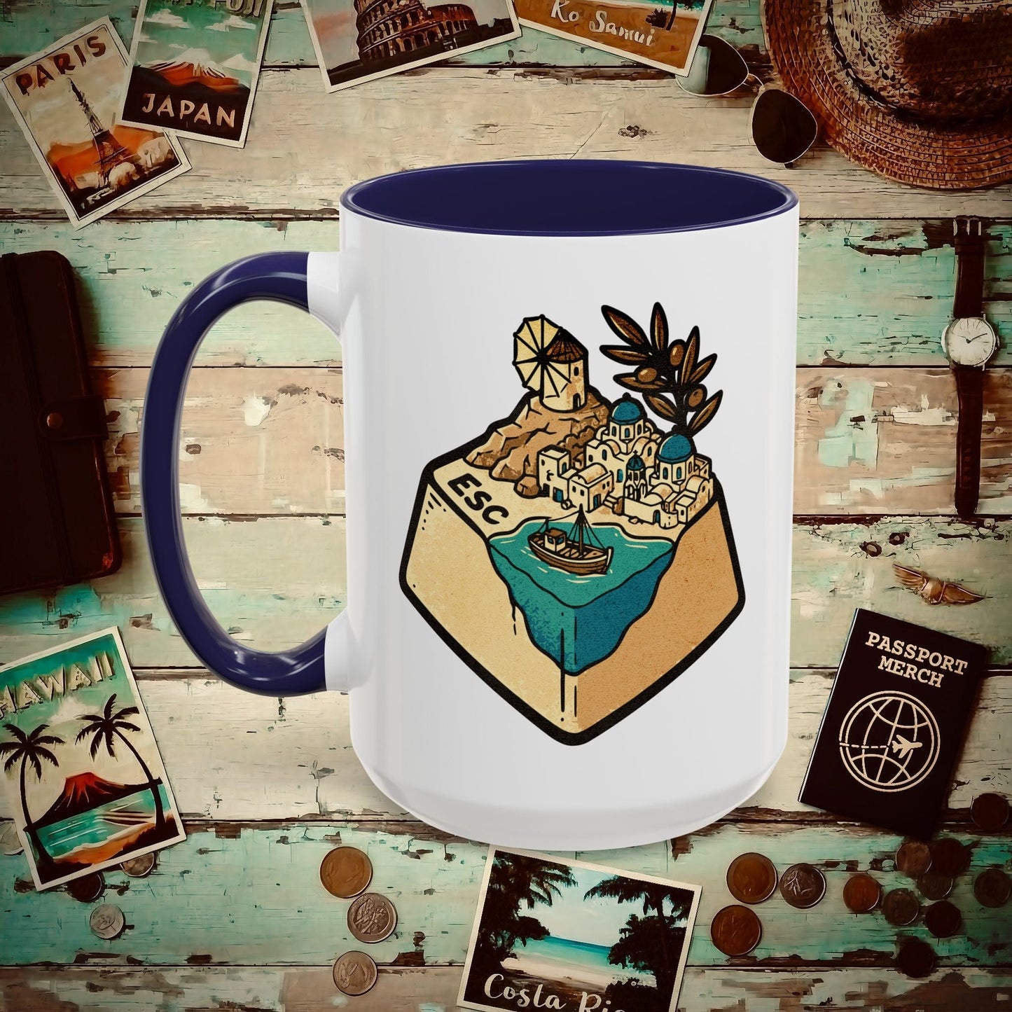 Escape Key To... Greece 15oz Mug Navy / 15oz