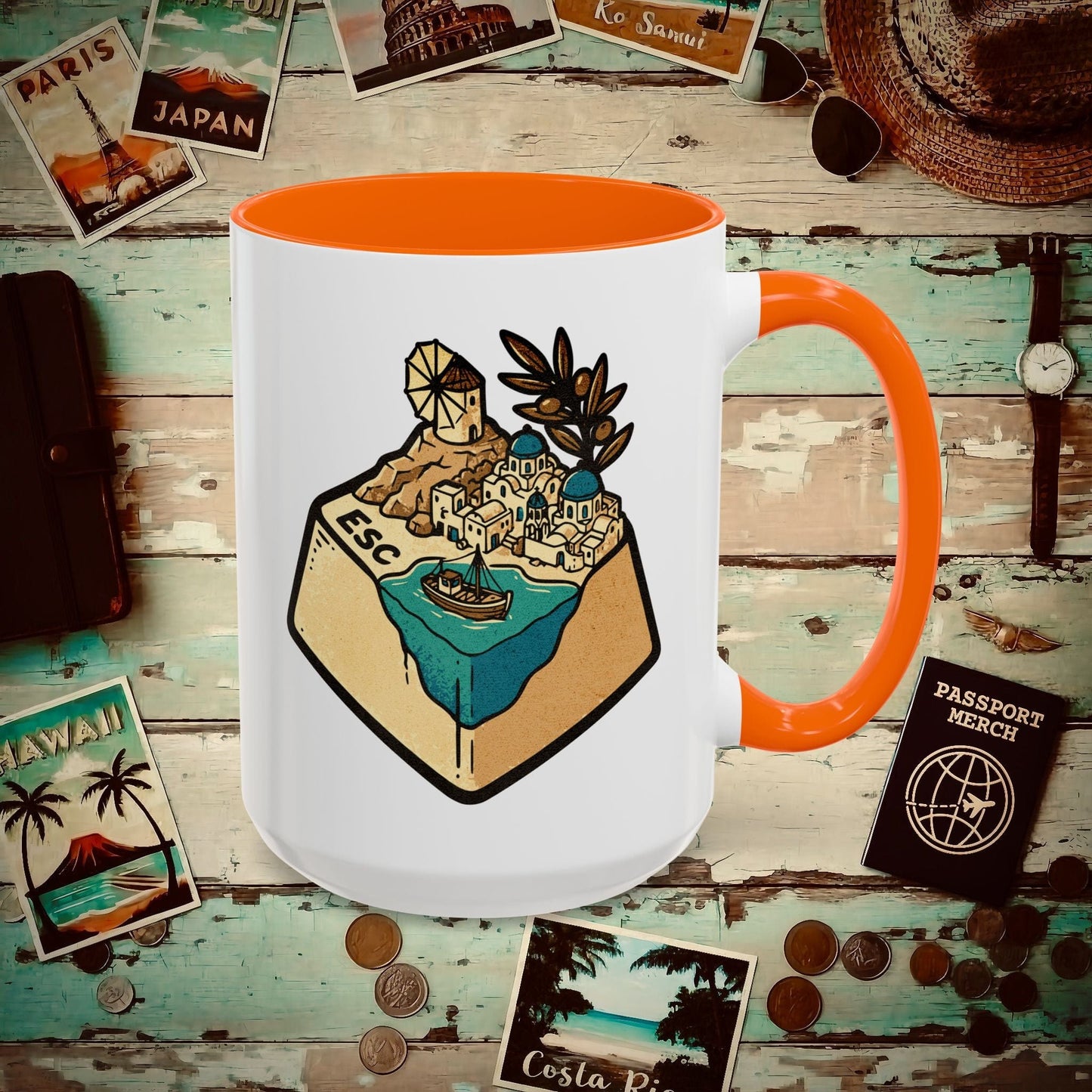 Escape Key To... Greece 15oz Mug Orange / 15oz