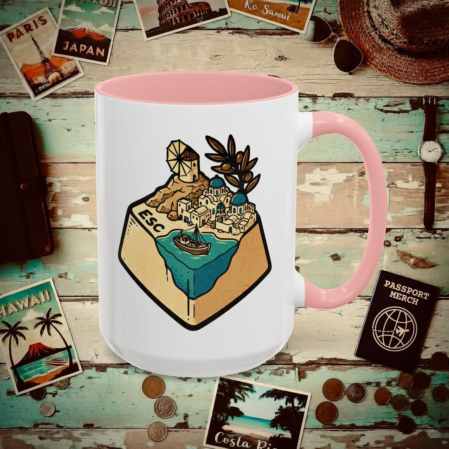 Escape Key To... Greece 15oz Mug Pink / 15oz